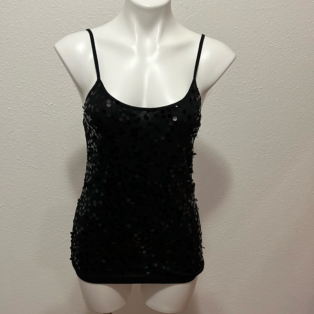 Old Navy Black Sequin Tank Top Sz M